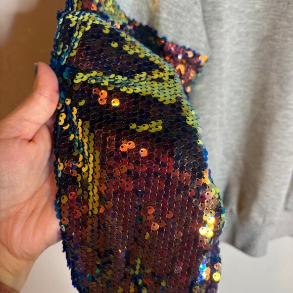 SHEIN grey sequin sleeve sweatshirt - Picture 3 of 3